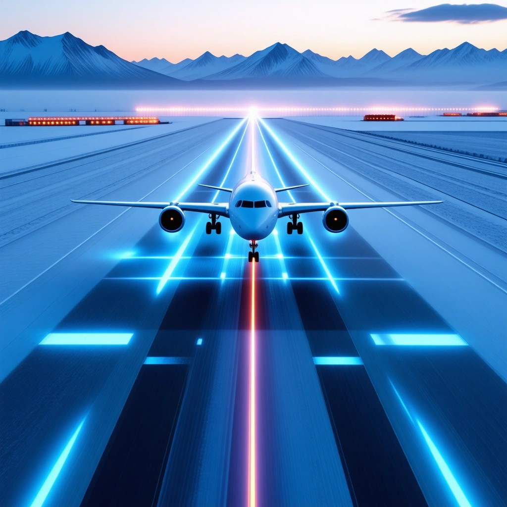 Plane landing on Arctic Magnetic Runway